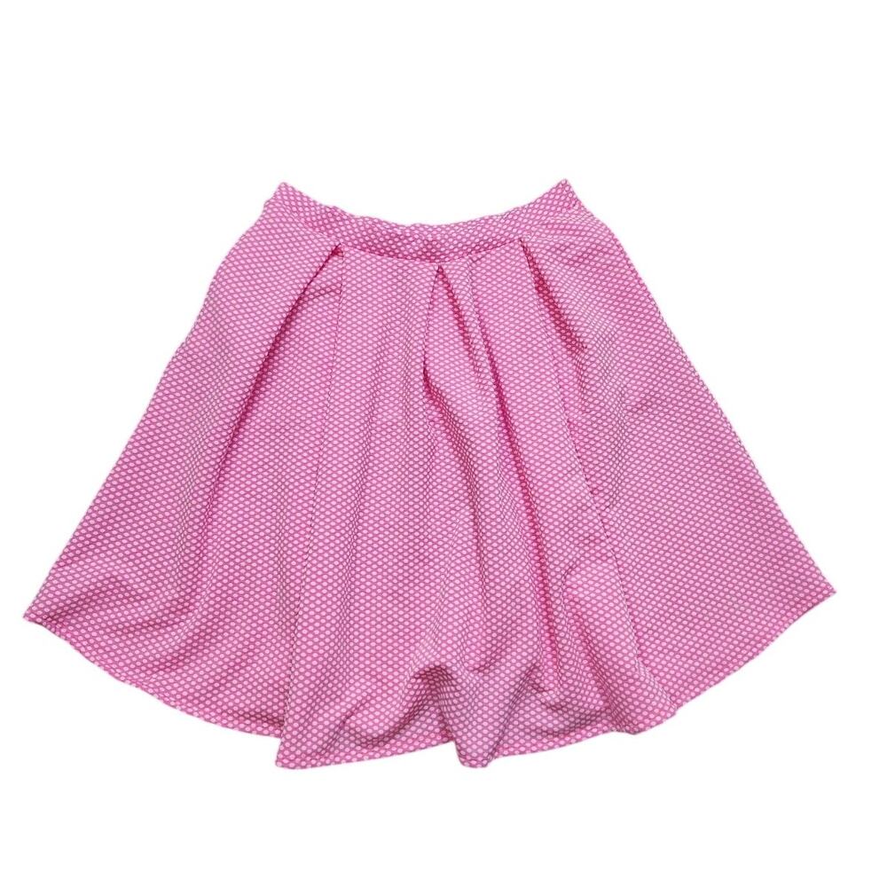 LuLaRoe Midi Skirt Size XL Pink & White Polka Dot Pockets Pleated Stretch - Picture 1 of 7